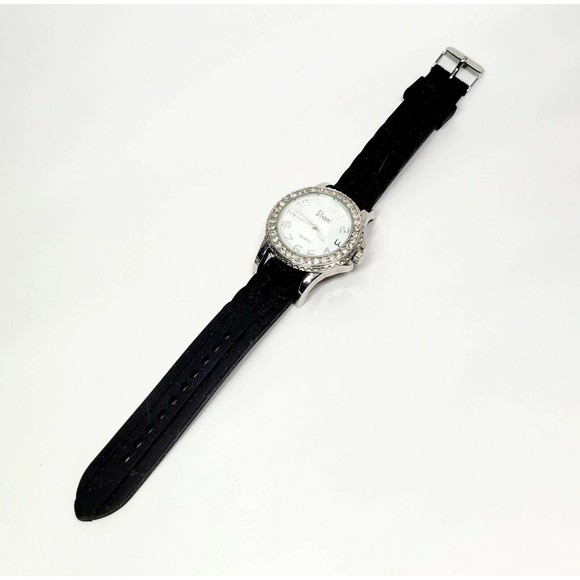 Vivani Womens Watch Rhinestone Crystal Face Rubber Band New Battery Works Great! - Picture 5 of 12